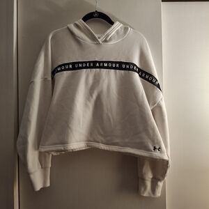 Under Armour Women's White Sweatshirt Hoodie With Black Logo